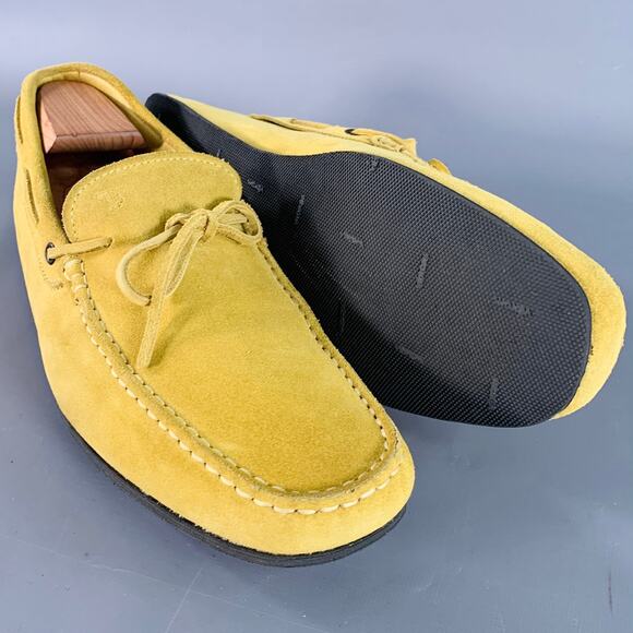 TOD\'S Size 12.5 Yellow Suede Rubber Sole Drivers Loafers main image 8